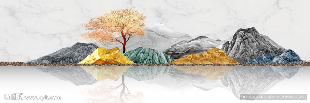 轻奢装饰画 新中式山水画