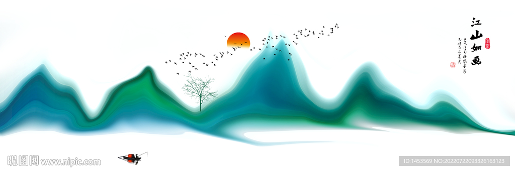 水墨山水背景墙