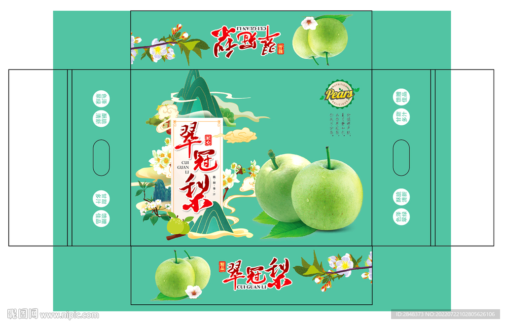 翠冠梨包装平面展开图