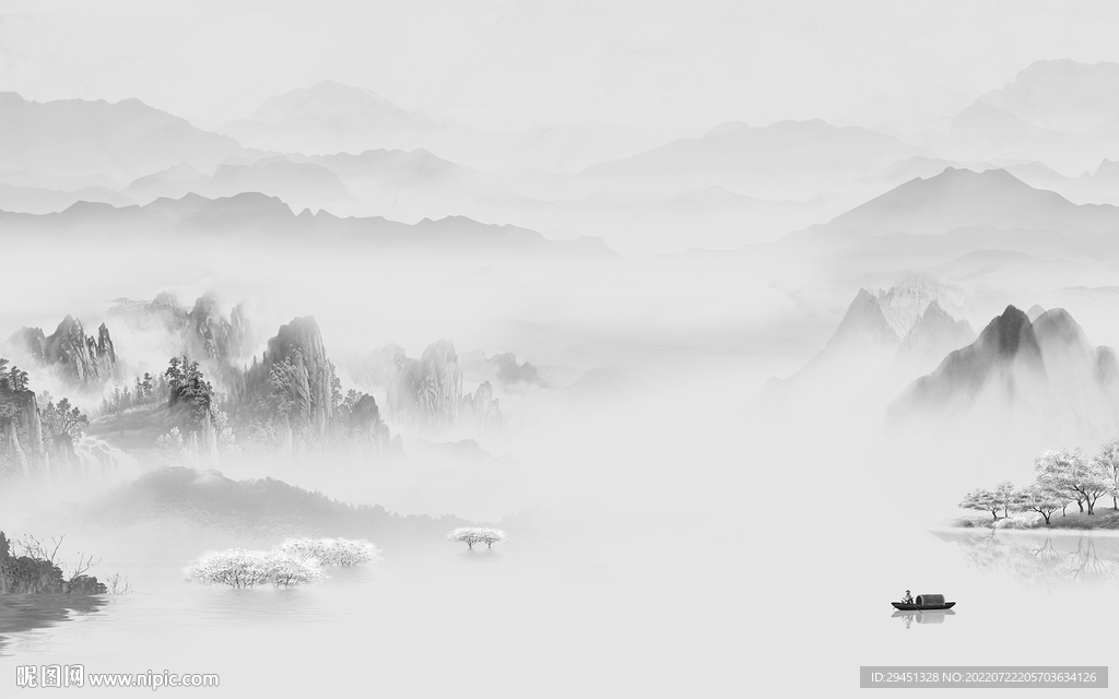 沙发意境灰色山水 Tif分层