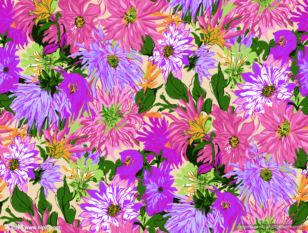 大牌方巾矢量花