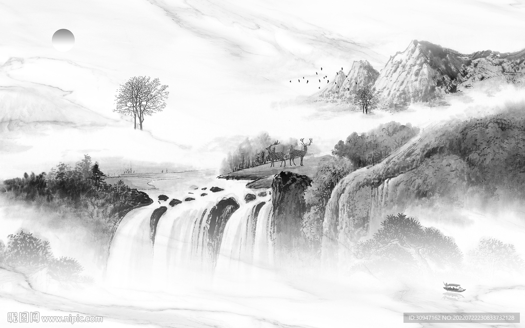 客厅灰色新山水画 TIf分层