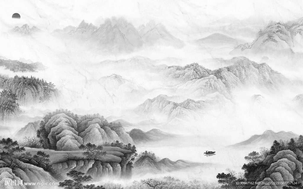 简约灰色新山水画 TIf分层