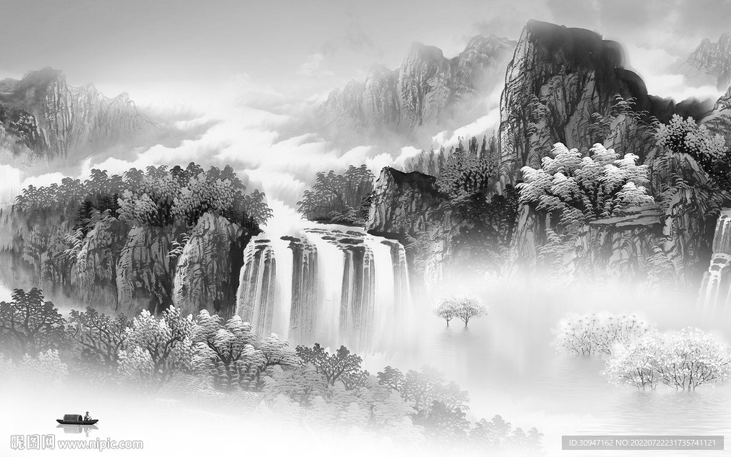 爆款灰色新山水画 TIf分层