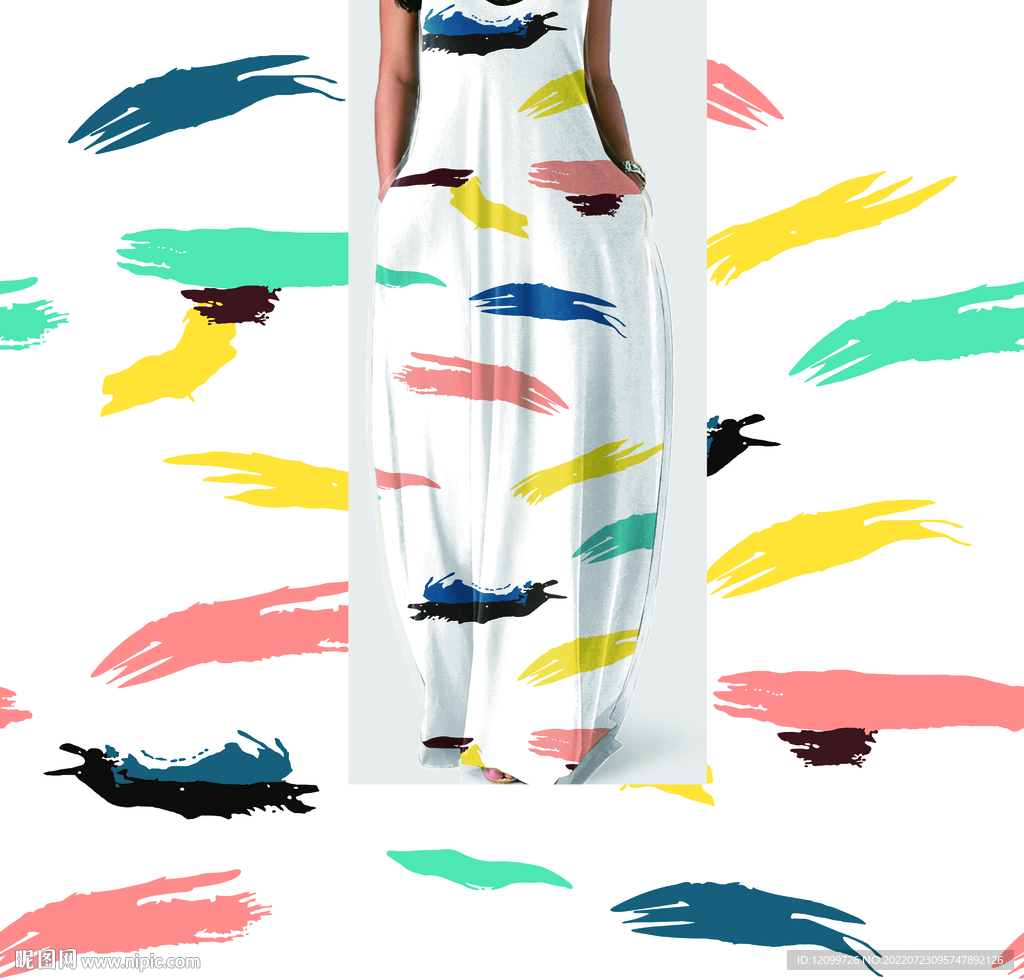 纹理豹点印花连衣裙