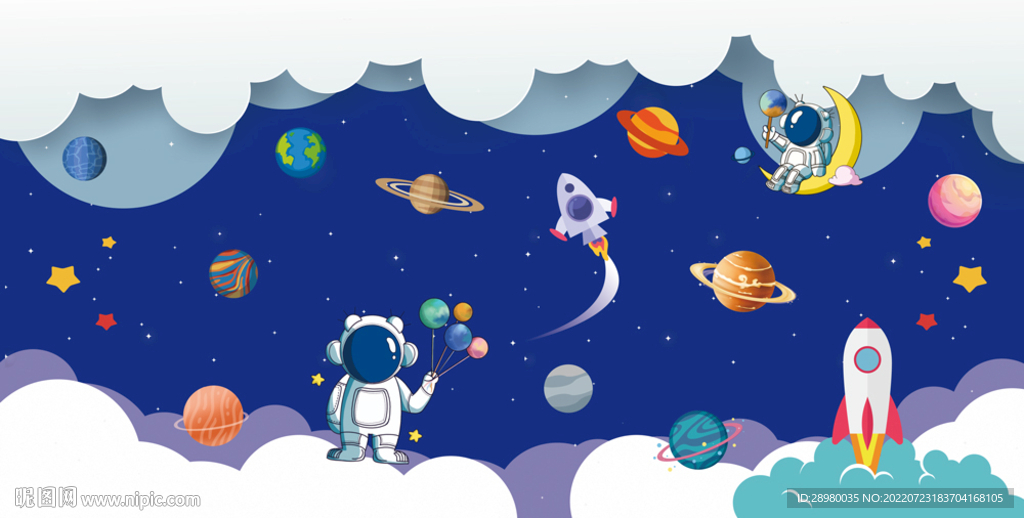 卡通宇宙飞船宇航员