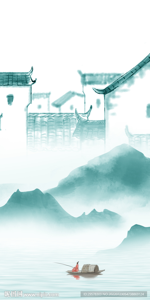 徽派 现代山水玄关 Tif分层