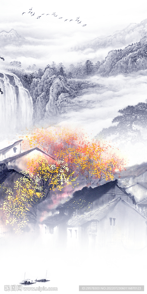 江南 现代山水玄关 Tif分层