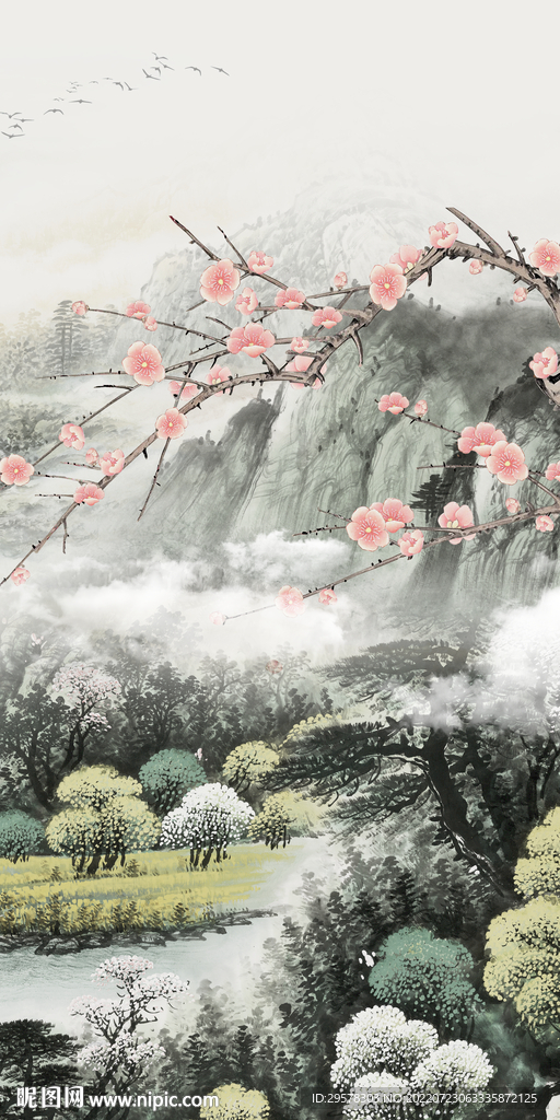 国画意境山水玄关 TIf分层