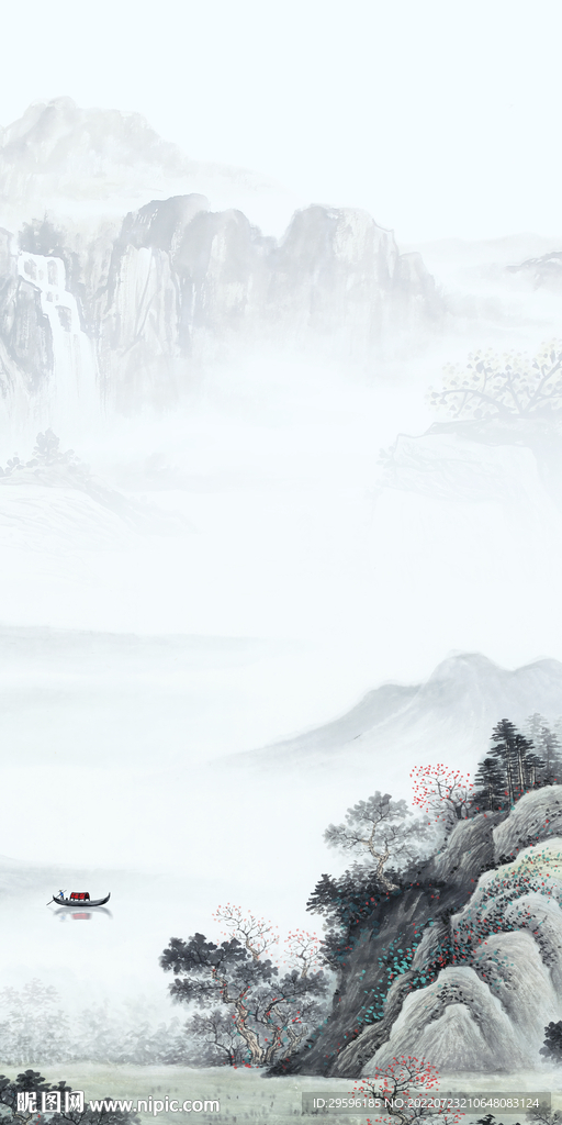 意境大气玄关山水 Tif分层