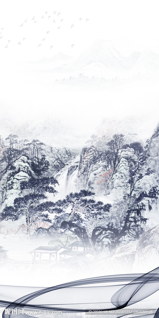 中式 大气玄关山水 Tif分层