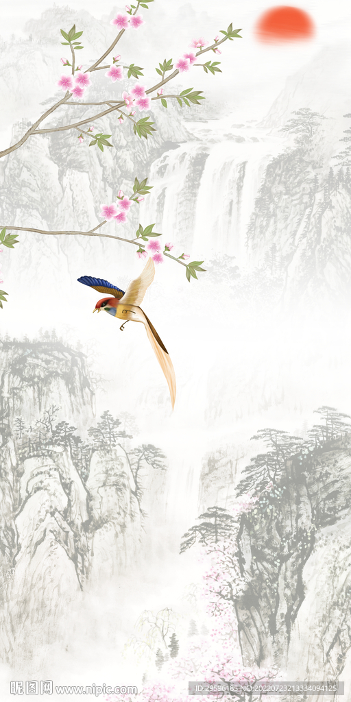 花鸟 大气玄关山水 Tif分层