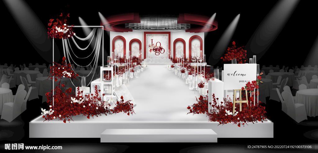 红白极简秀场风婚礼