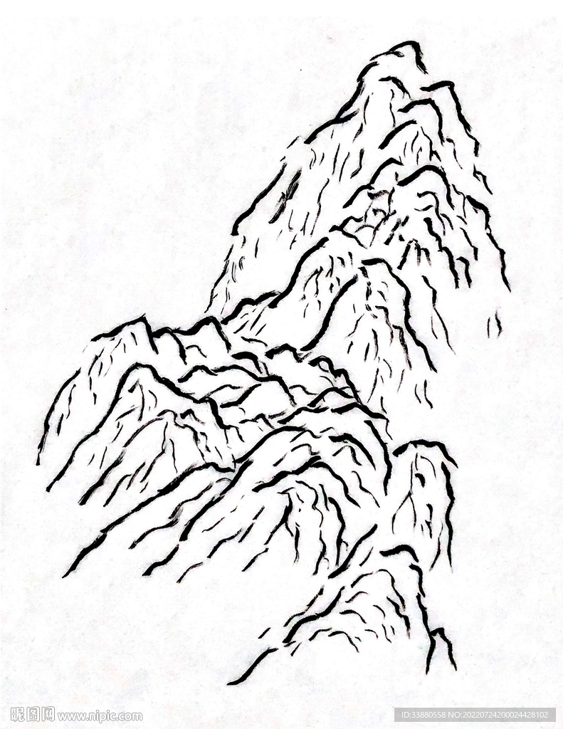 手绘国画山石山水素材