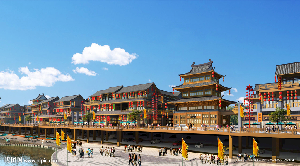 古建筑商业街效果图