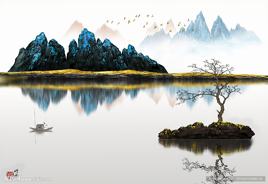 新中式山水画背景