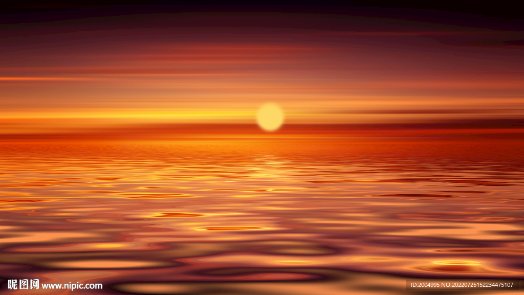 日落夕阳倒影