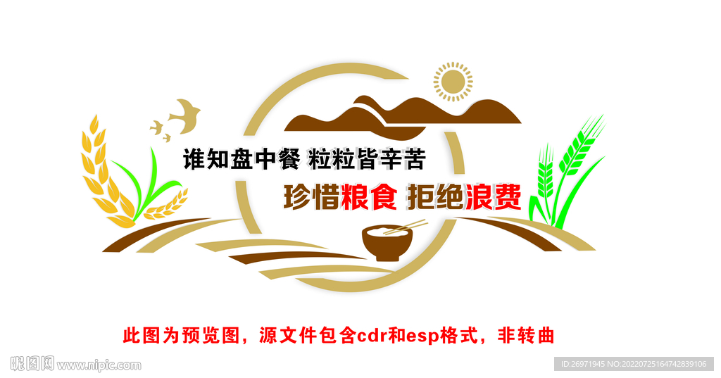 珍惜粮食食堂文化墙