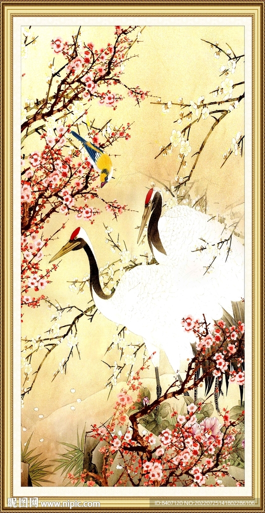 梅花仙鹤图