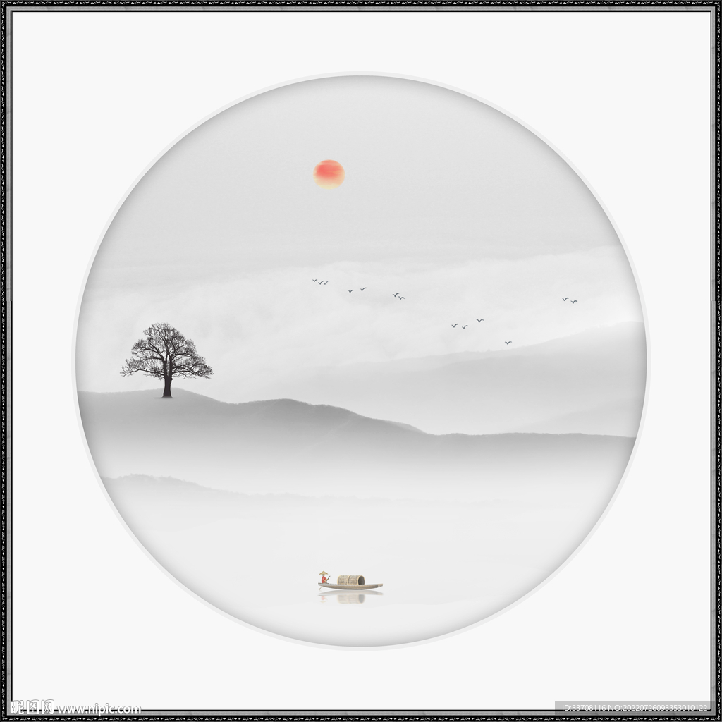 黑白山水画 