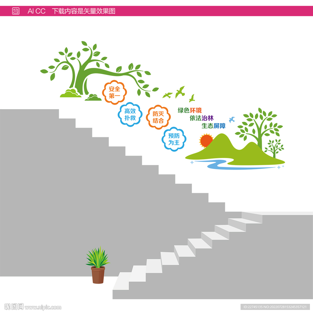 保护森林阶梯墙