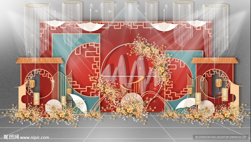 中式婚礼 红色婚礼舞台