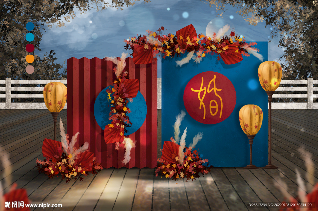 中式婚礼 红色婚礼舞台