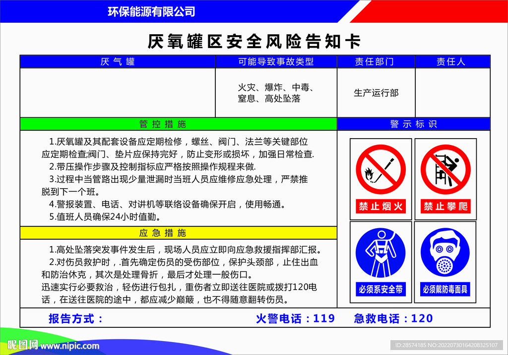 厌氧罐区安全风险告知卡