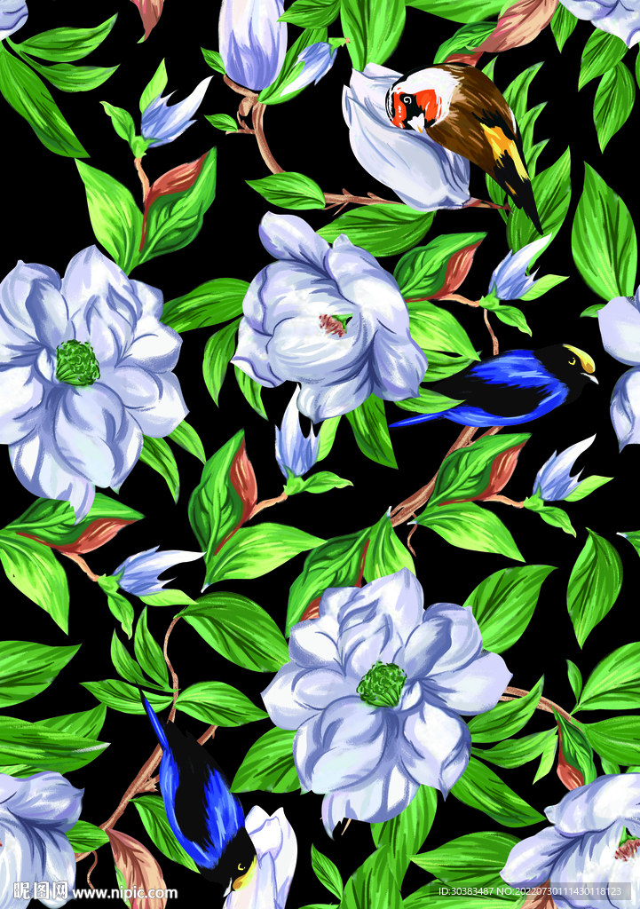 手绘叶子花朵