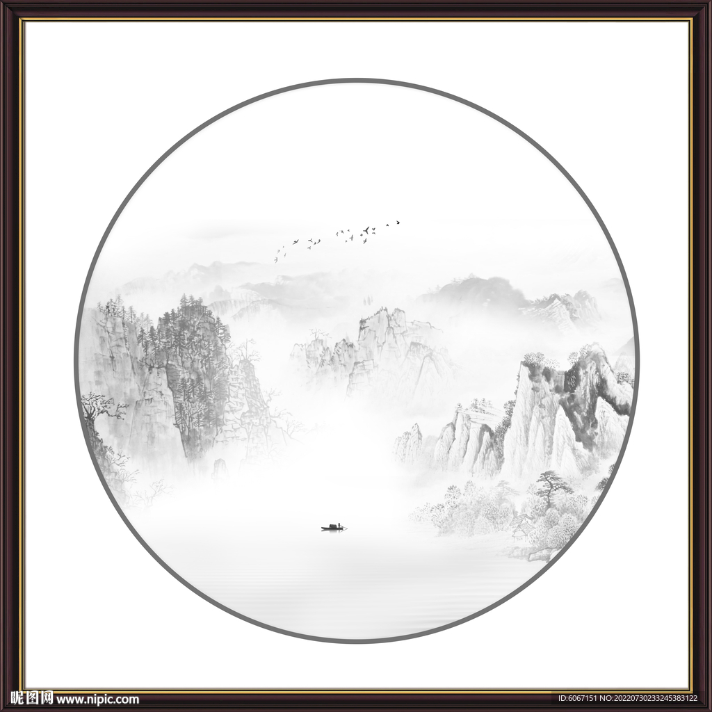 圆形意境水墨画