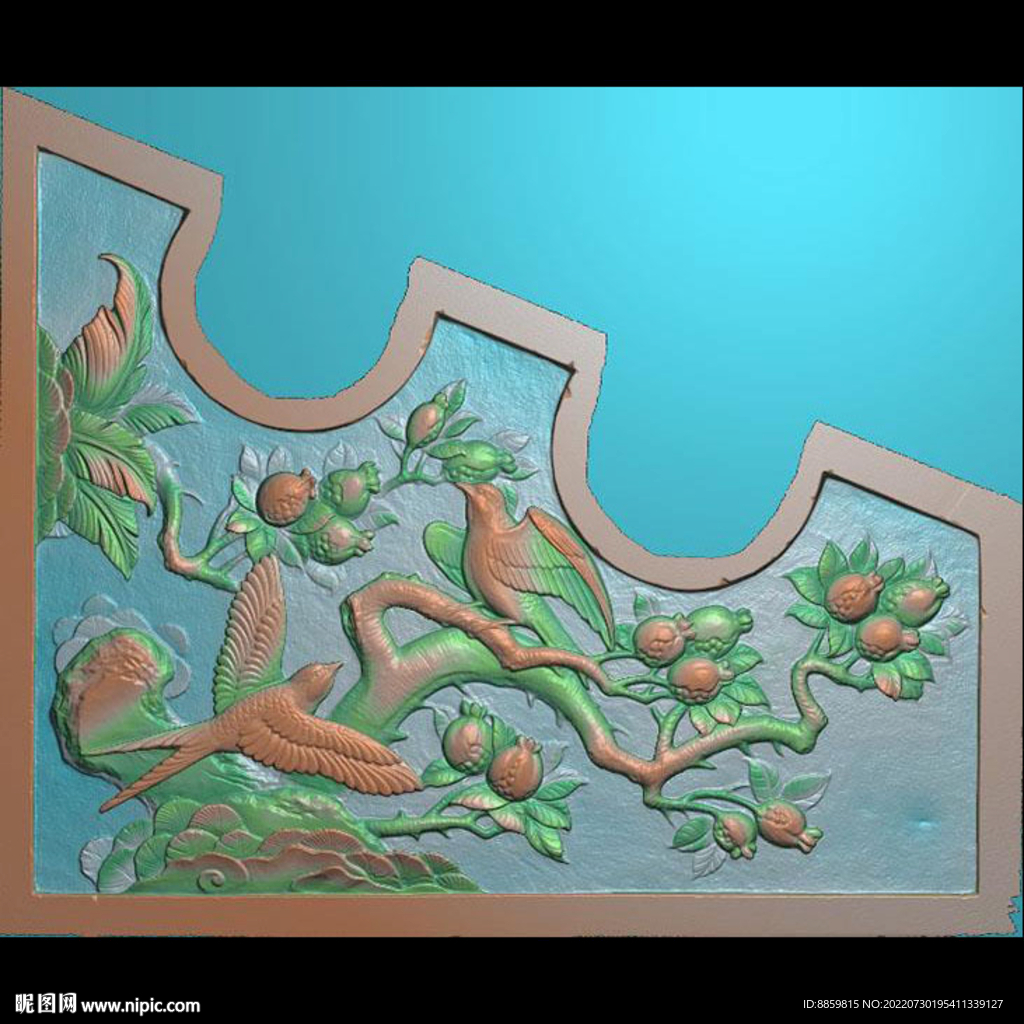 精雕图古建砖雕寺庙花鸟图