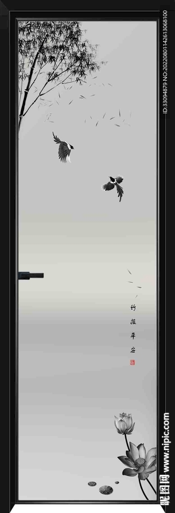 高清分层透明底平开门打印图