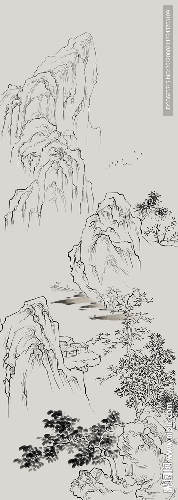 新中式山水画图片