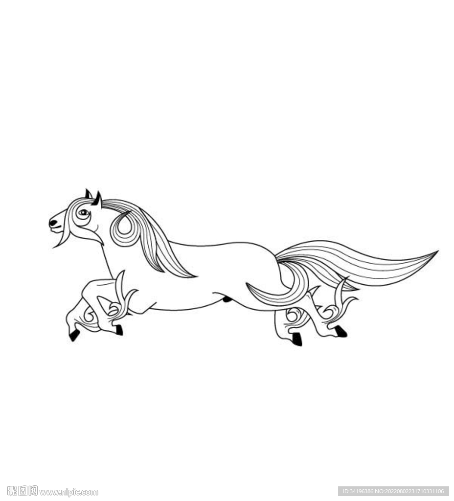 蒙古马 简笔画