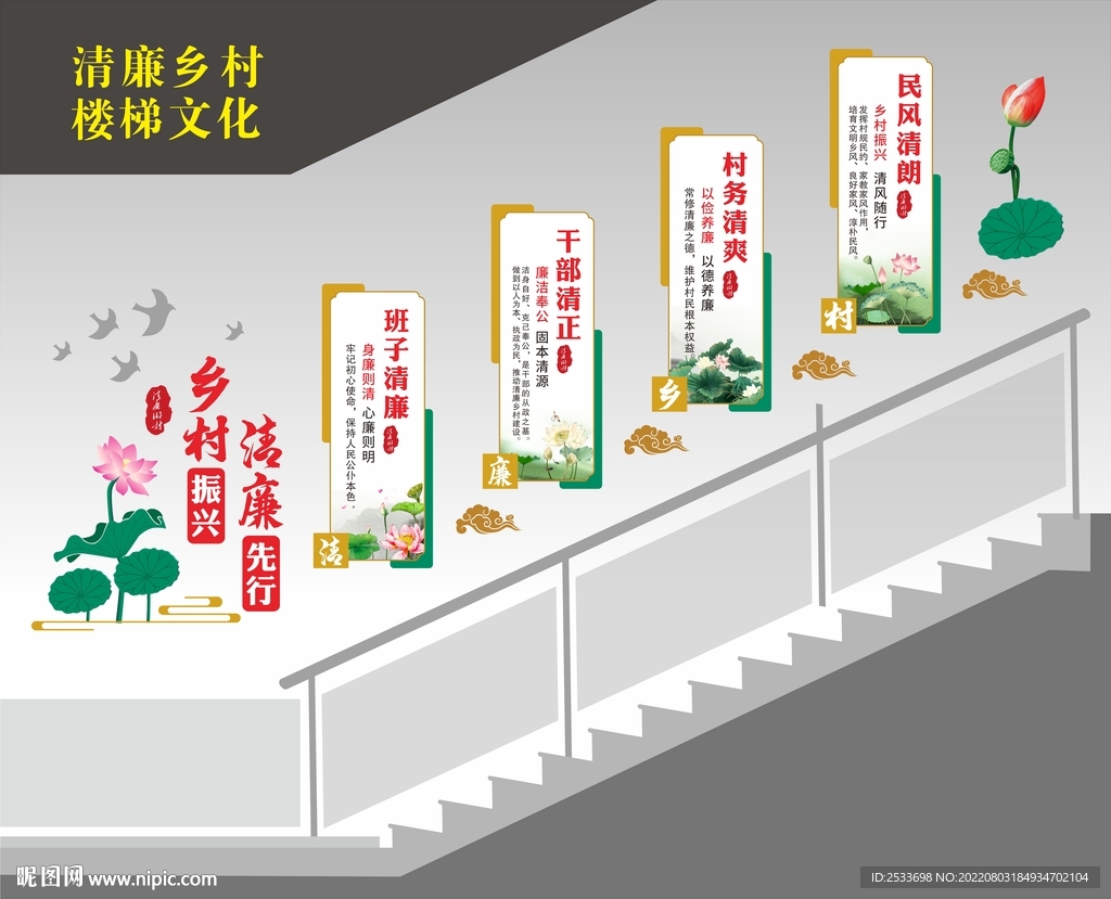 清廉乡村楼梯文化墙