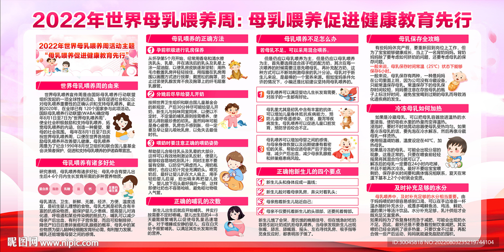 粉色温馨世界母乳喂养周内容展板