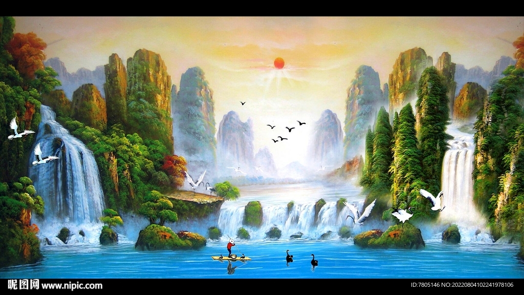 山水瀑布风景