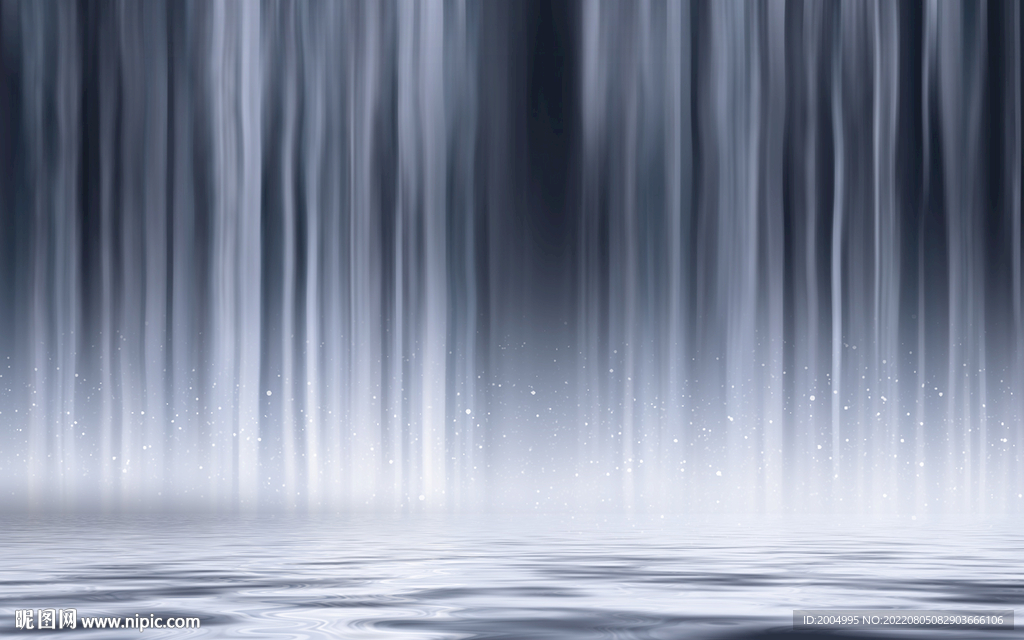 流水生财招财瀑布高清壁画