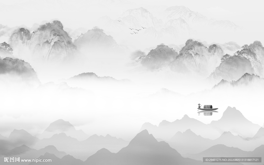 意境 山水灰色墙画 Tif分层设计图__无框画_环境设计_设计图库_昵图网nipic.com