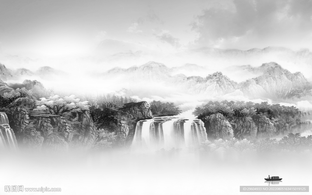 别墅灰色背景山水 tif分层