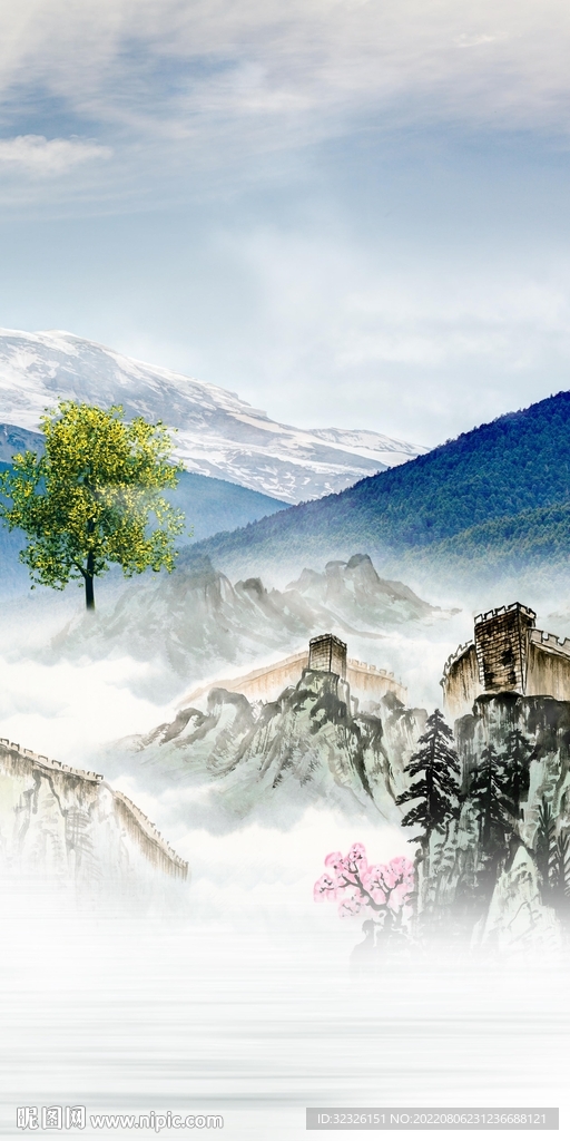 高清 现代山水玄关 TiF分层