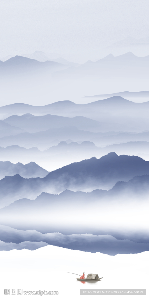 新中式高清玄关山水 TIf分层