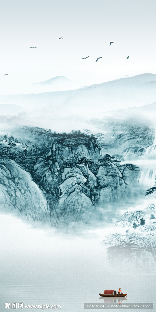 中式高清玄关山水 TIf分层