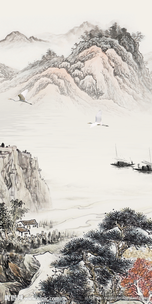 国画高清玄关山水 TIf分层