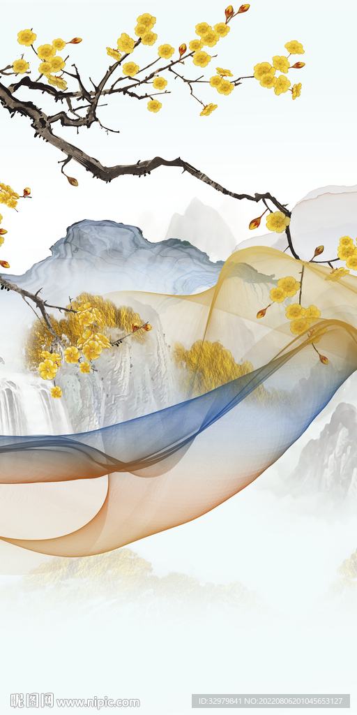 银杏 玄关意境山水 TIf分层