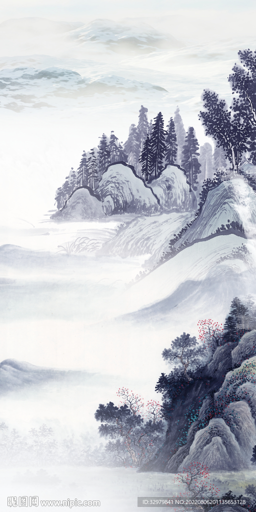 新中式玄关意境山水 TIf分层