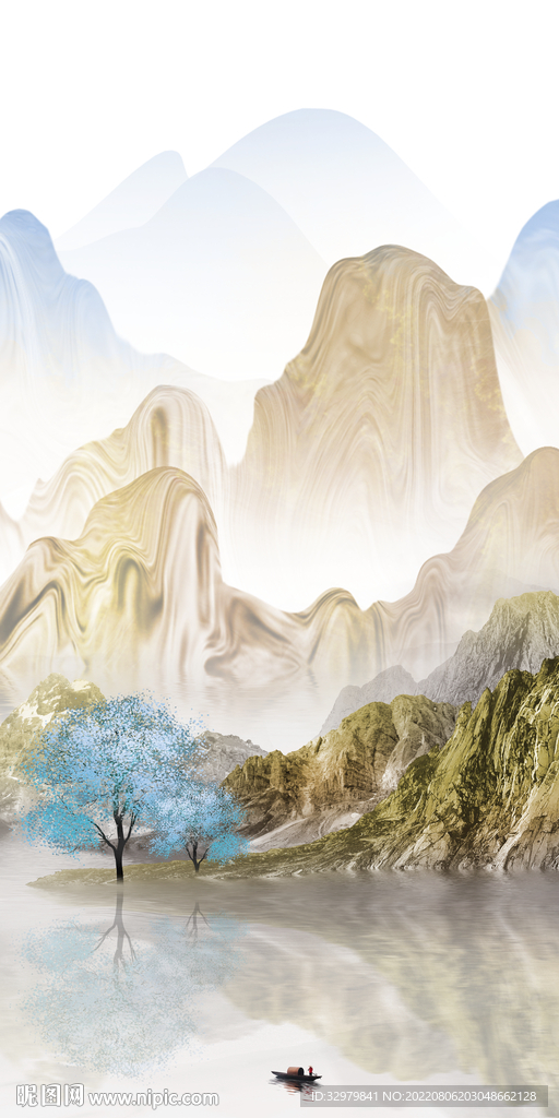 高端玄关意境山水 TIf分层