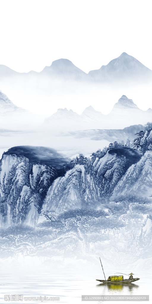 高清 中式玄关山水 Tif分层