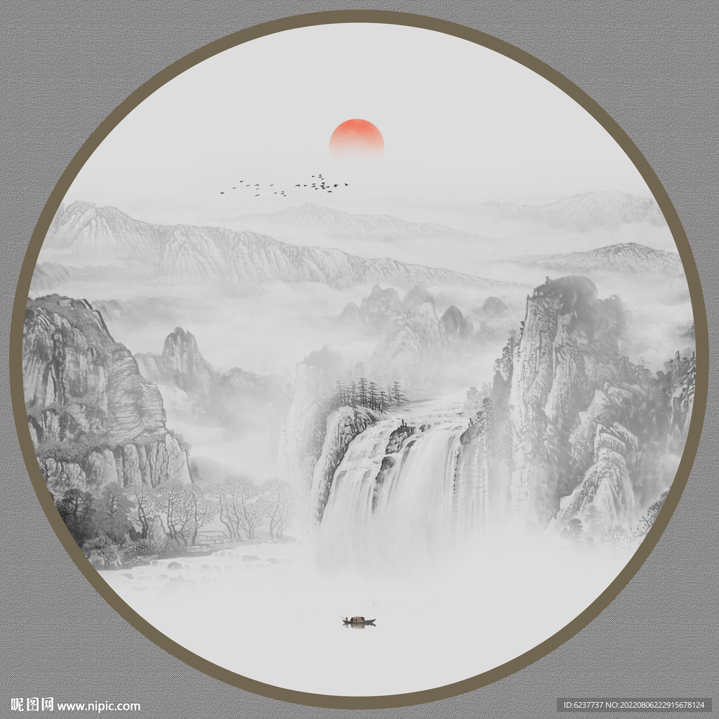 圆形山水画