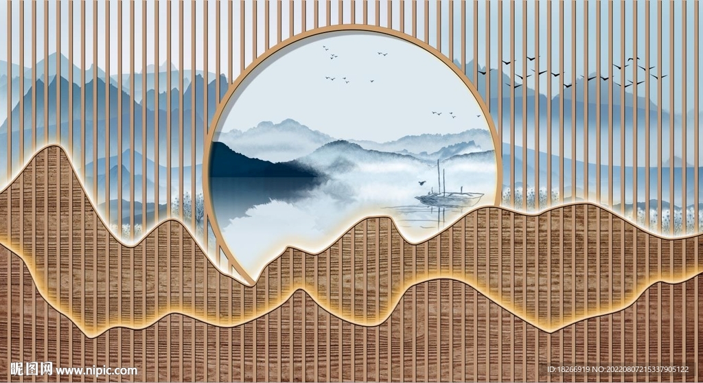 新中式山水背景